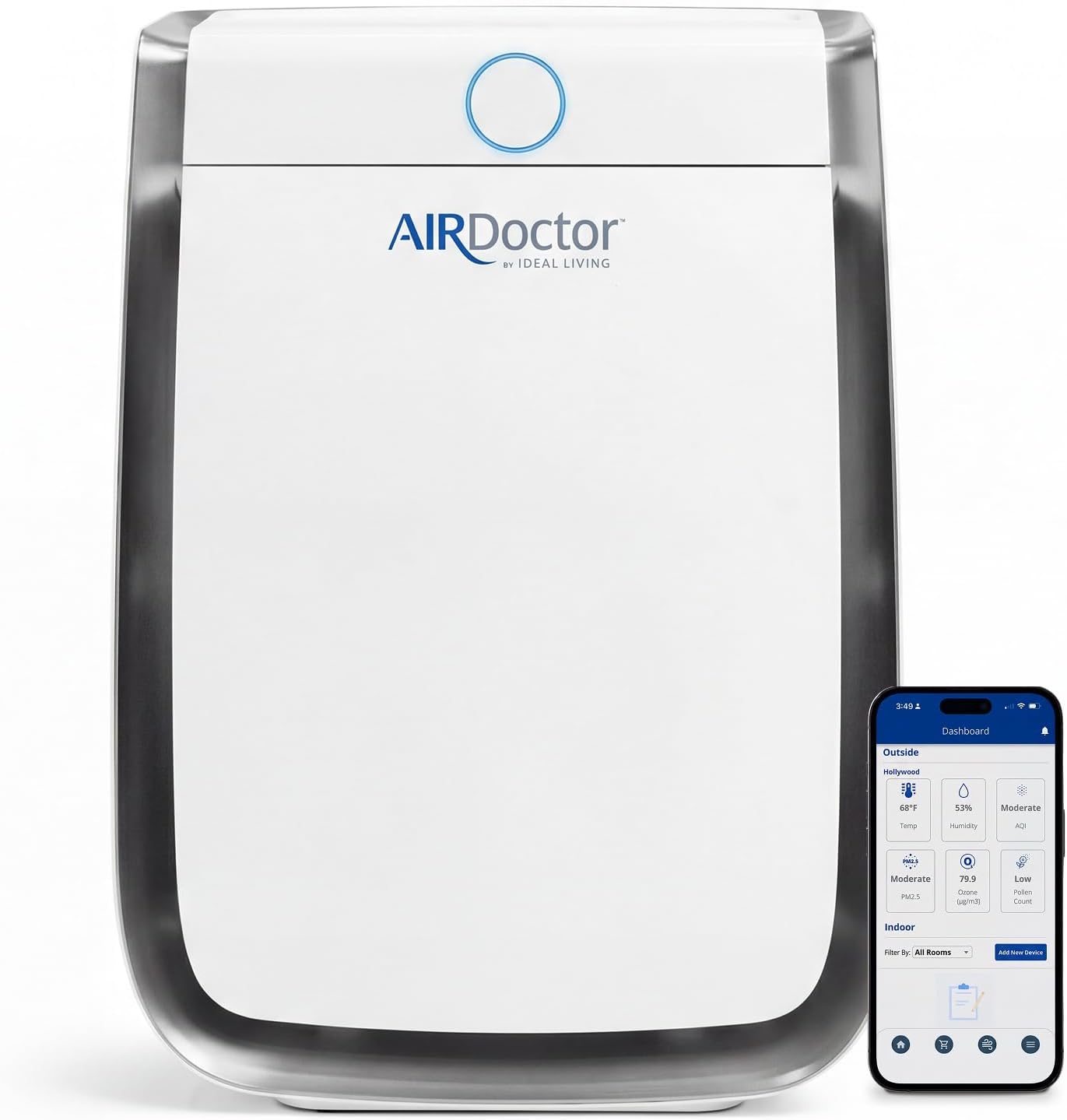 Smart Air Purifier for Living Rooms & Bedrooms, Ultra HEPA Air Cleaner, 3 Stage Filtration, VOC & Odour Removal, Dust, Allergens, Smoke & Pet Dander